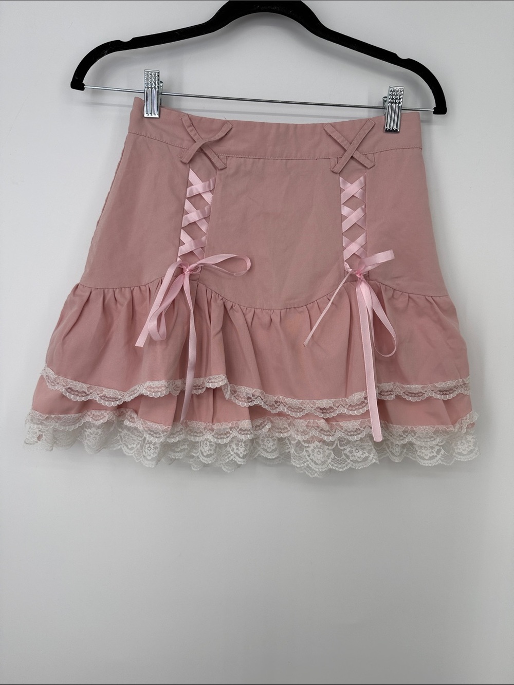Kawaii Lace Up Pink Skirt size 4